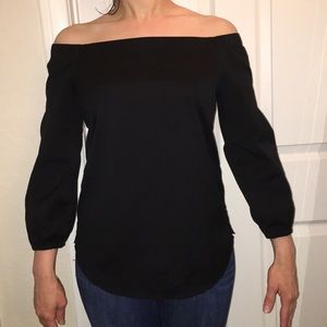WHBM black blouse off the shoulder